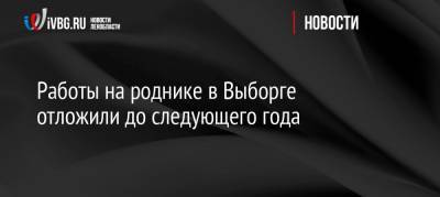 Работы на роднике в Выборге отложили до следующего года