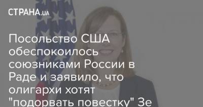 Посольство США обеспокоилось союзниками России в Раде и заявило, что олигархи хотят "подорвать повестку" Зе