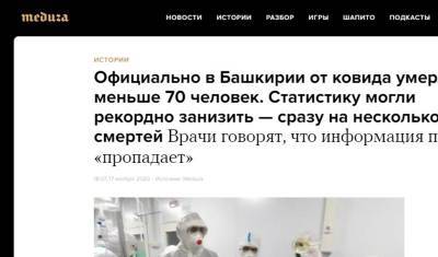 «Медуза» заявила, что ковидная статистика в Башкирии рекордно занижена