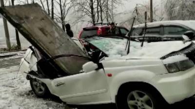 Ледяной дождь и штормовой ветер привели к многочисленным авариям в ряде российских регионов