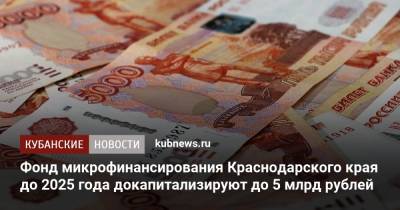 Фонд микрофинансирования Краснодарского края до 2025 года докапитализируют до 5 млрд рублей
