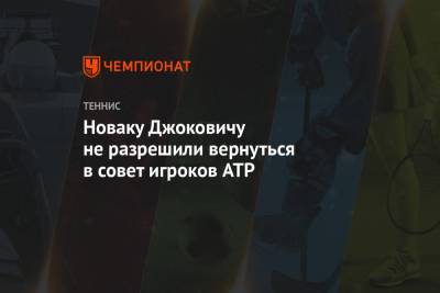 Новаку Джоковичу не разрешили вернуться в совет игроков ATP