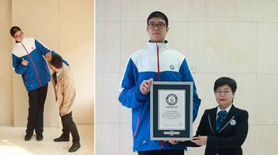 ФОТОФАКТ: 14-летний мальчик из Китая попал в Книгу рекордов Гиннесса как самый высокий подросток