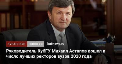 Руководитель КубГУ Михаил Астапов вошел в число лучших ректоров вузов 2020 года