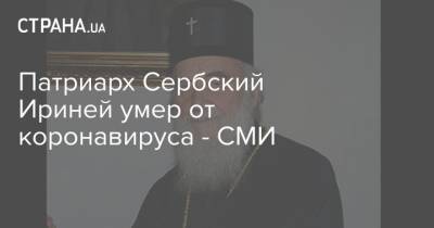 Патриарх Сербский Ириней умер от коронавируса - СМИ