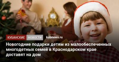 Новогодние подарки детям из малообеспеченных многодетных семей в Краснодарском крае доставят на дом