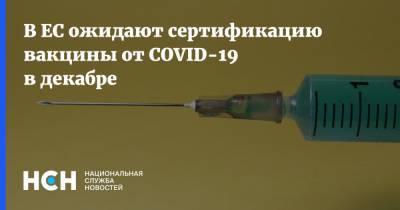В ЕС ожидают сертификацию вакцины от COVID-19 в декабре