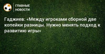 Гаджиев: «Между игроками сборной две копейки разницы. Нужно менять подход к развитию игры»