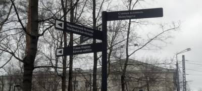 В Петрозаводске установили указатель с наименованием улиц на русском и карельском языках