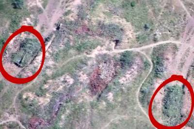 ​Подрывы двух САУ боевиков под Горловкой снял на видео дрон ВСУ - от техники мало что осталось