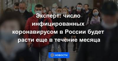 Эксперт: число инфицированных коронавирусом в России будет расти еще в течение месяца