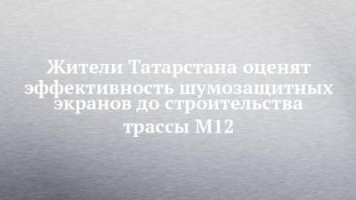 Жители Татарстана оценят эффективность шумозащитных экранов до строительства трассы М12