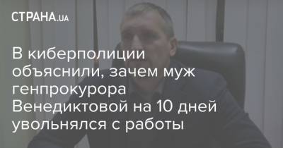 В киберполиции объяснили, зачем муж генпрокурора Венедиктовой на 10 дней увольнялся с работы