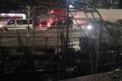 В Киеве на Академгородке дотла сгорела маршрутка (фото, видео)