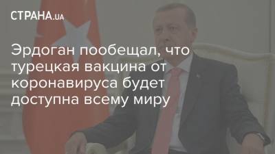 Эрдоган пообещал, что турецкая вакцина от коронавируса будет доступна всему миру