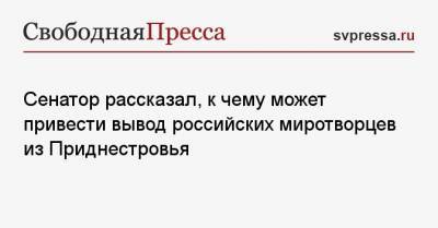 Сенатор рассказал, к чему может привести вывод российских миротворцев из Приднестровья