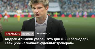 Андрей Аршавин уверен, что для ФК «Краснодар» Галицкий назначает «удобных тренеров»