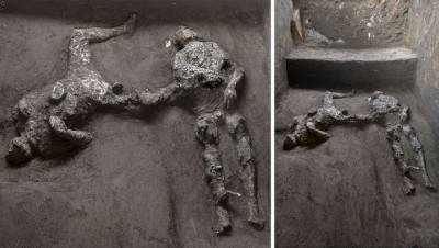 Останки погибших при извержении Везувия хозяина и раба нашли под Помпеями