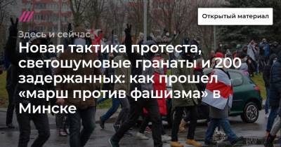 Новая тактика протеста, светошумовые гранаты и 200 задержанных: как прошел «марш против фашизма» в Минске