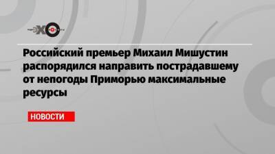 Российский премьер Михаил Мишустин распорядился направить пострадавшему от непогоды Приморью максимальные ресурсы