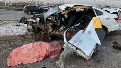 В Уфе смертельная авария с участием такси попала на видео