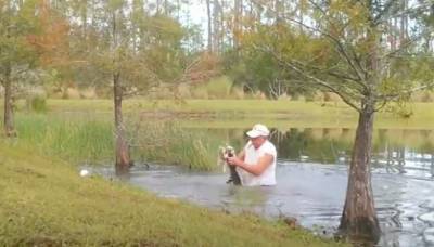 Житель Флориды спас щенка от верной смерти, вырвав из пасти аллигатора