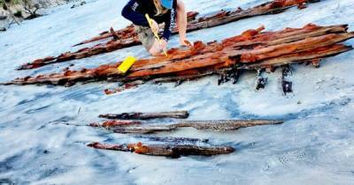 После урагана "Эта" на пляже в США обнаружили разбитый парусник XIX века