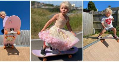 4-летняя скейтбордистка "подрывает" Сеть: малышка прославилась трюками в розовой юбке-пачке