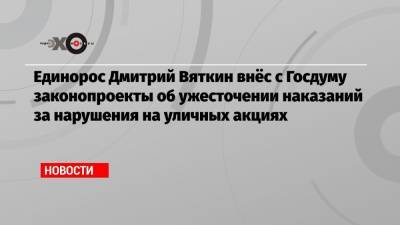 Единорос Дмитрий Вяткин внёс с Госдуму законопроекты об ужесточении наказаний за нарушения на уличных акциях