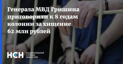 Генерала МВД Гришина приговорили к 8 годам колонии за хищение 62 млн рублей