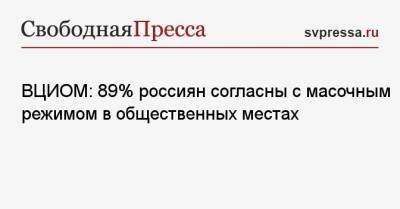 ВЦИОМ: 89% россиян согласны с масочным режимом в общественных местах