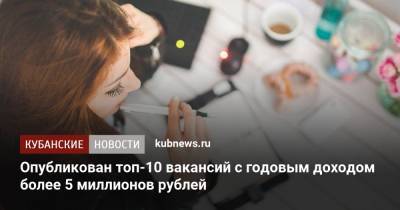 Опубликован топ-10 вакансий с годовым доходом более 5 миллионов рублей