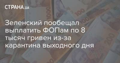Зеленский пообещал выплатить ФОПам по 8 тысяч гривен из-за карантина выходного дня