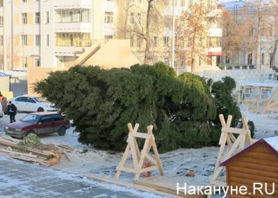 Новогоднюю ёлку возводят на главной площади Екатеринбурга