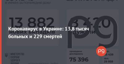 Коронавирус в Украине: 13,8 тысяч больных и 229 смертей