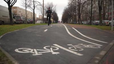 В Петербурге появилась новая велодорожка на Бухарестской улице