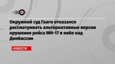 Окружной суд Гааги отказался рассматривать альтернативные версии крушения рейса MH-17 в небе над Донбассом