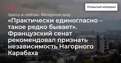 «Практически единогласно – такое редко бывает». Французский сенат рекомендовал признать независимость Нагорного Карабаха