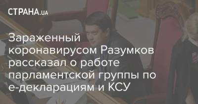 Зараженный коронавирусом Разумков рассказал о работе парламентской группы по е-декларациям и КСУ