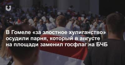 В Гомеле «за злостное хулиганство» осудили парня, который в августе на площади заменил госфлаг на БЧБ