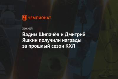 Вадим Шипачёв и Дмитрий Яшкин получили награды за прошлый сезон КХЛ