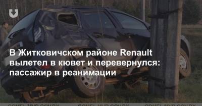 В Житковичском районе Renault вылетел в кювет и перевернулся: пассажир в реанимации