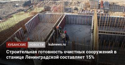 Строительная готовность очистных сооружений в станице Ленинградской составляет 15%