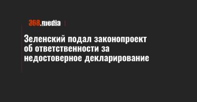 Зеленский подал законопроект об ответственности за недостоверное декларирование