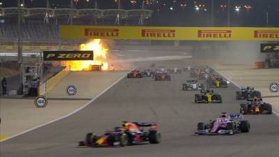 Формула-1. Гонка в Бахрейне остановлена из-за жуткой аварии Грожана