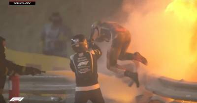 Авария на гонках "Формула-1" в Бахрейне: болид разломился пополам и взорвался (видео)