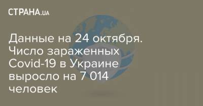 Данные на 24 октября. Число зараженных Covid-19 в Украине выросло на 7 014 человек