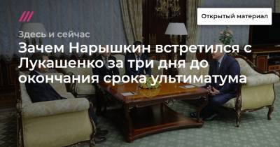 Зачем Нарышкин встретился с Лукашенко за три дня до окончания срока ультиматума - tvrain.ru - Минск
