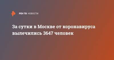 За сутки в Москве от коронавируса вылечились 3 647 человек
