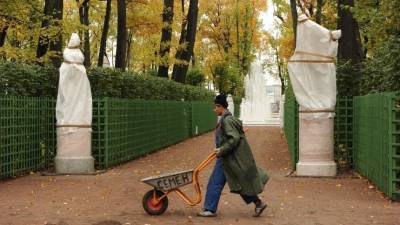 Как мраморные статуи в Летнем саду Петербурга подготовили к зиме — видеорепортаж